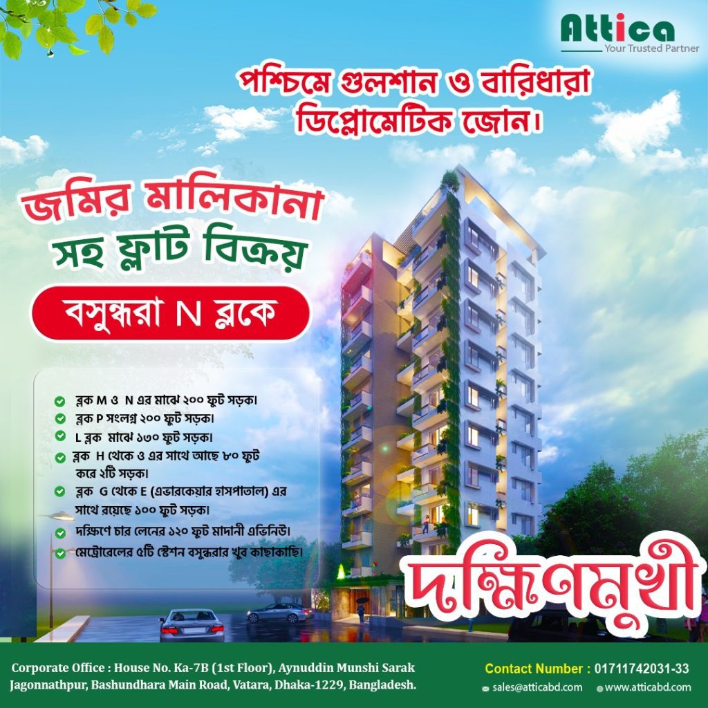 ল্যান্ড শেয়ারিং অ্যাপার্টমেন্ট ও বসুন্ধরা N ব্লকে জমির মালিকানাসহ ফ্ল্যাট | টেকসই বিনিয়োগের সুযোগ